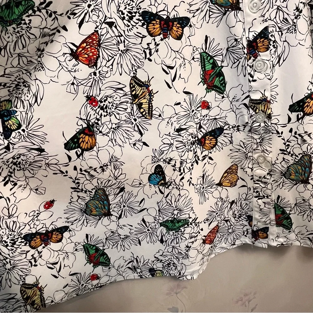 NORTH STYLE Floral‎ Butterfly Dress Midi Botanical Fit & Flare Stretch Womens 12